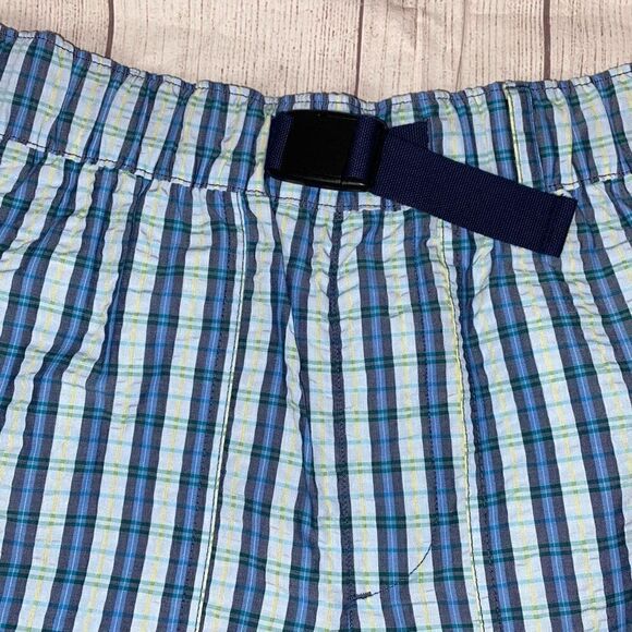 Free Assembly men M pull on plaid shorts w/built in belt - Picture 2 of 9